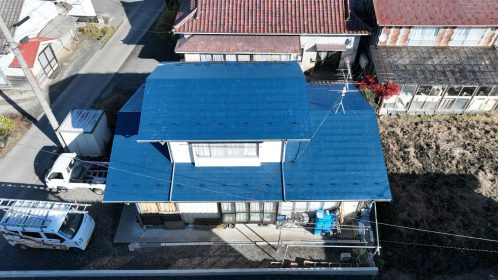 遠野市　S様邸　屋根カバー工法・2階外壁ｶﾊﾞｰ･出窓塗装他工事